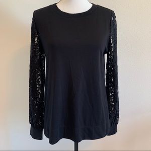 Rose+Olive Black Lace Sleeve Top